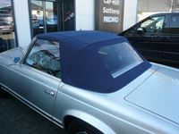 Mercedes Pagode, Verdeckbezug in Sonnenland Stoff blau geliefert und montiert.